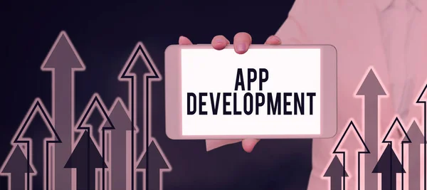 Konceptualny Wyświetlacz App Development Business Idea Usługi Rozwoju Dla Niesamowitych — Zdjęcie stockowe