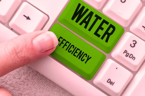 Vízhatékonyságot Mutató Szöveges Jel Internet Concept Csökkenti Vízpazarlást Szükséges Víz — Stock Fotó