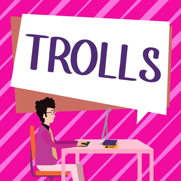Exibição Conceitual Trolls Palavra Escrito Gíria Internet Troll Pessoa Que — Fotografia de Stock