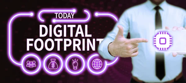 Text Showing Inspiration Digital Footprint Business Idea Uses Digital Technology — Zdjęcie stockowe