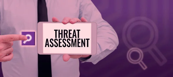 Handwriting Text Threat Assessment Internet Concept Determining Seriousness Potential Threat — Stockfoto