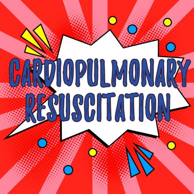 Kavramsal ekran kardiyopulmoner resüsitasyon, kavramsal fotoğraf tekrarlanan döngü sıkıştırma göğüs solunumu