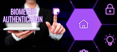 Biyometrik Yetkilendirme işareti gösteren ilham kaynağı, İş Fikri Kimlik doğrulaması biyolojik girdi içerir