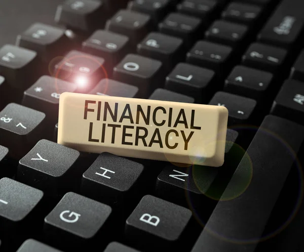Texto Que Mostra Inspiração Alfabetização Financeira Vitrine Negócios Entenda Conheça — Fotografia de Stock