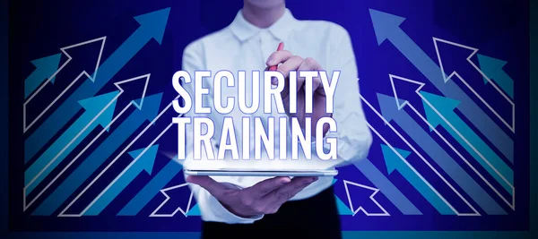 Znak Tekstowy Pokazujący Szkolenie Zakresie Bezpieczeństwa Zdjęcie Koncepcyjne Zapewniające Szkolenie — Zdjęcie stockowe