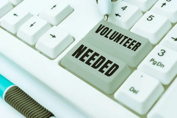 Texto Título Presentando Voluntario Necesario Palabra Para Buscar Ayudante Para — Foto de Stock