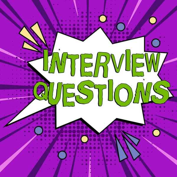 インタビューの質問 ビジネスアイデアを表示するインタビュー中に質問や問い合わせをする典型的なトピック — ストック写真