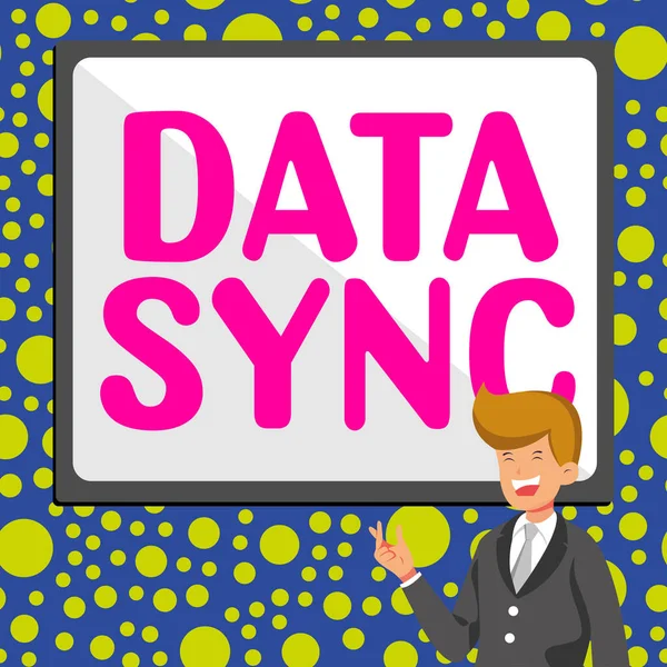 Inspiration showing sign Data Sync, Business overview data that is continuously generated by different sources