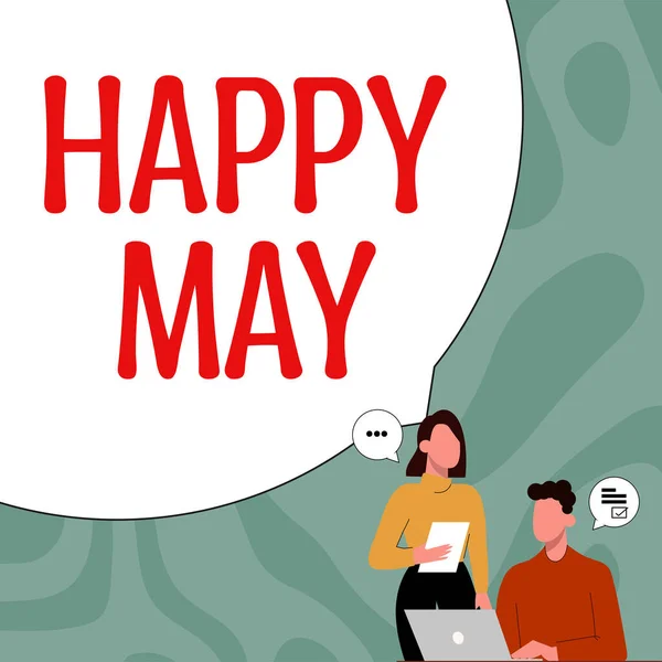 Konceptuell Bildtext Happy May Affärsöversikt Happy New Month Hälsningar Fresh — Stockfoto
