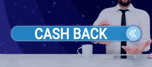 Wyświetlacz Koncepcyjny Cash Back Przegląd Biznesowy Zachęta Oferowana Nabywcom Niektóre — Zdjęcie stockowe