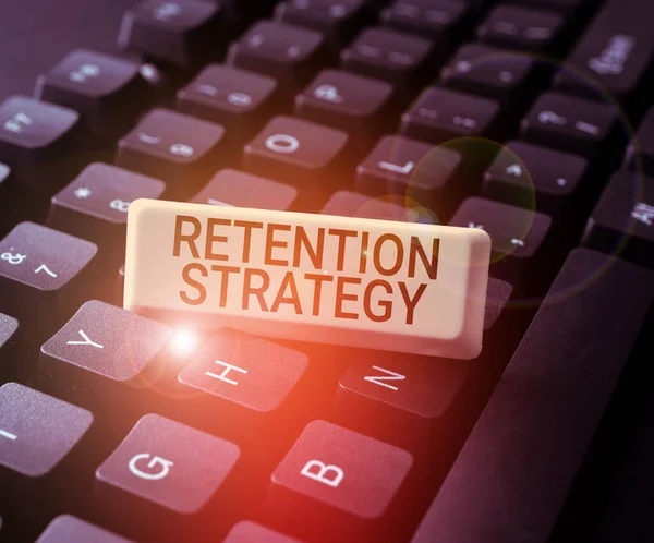 Hand Writing Sign Retention Strategy Business Approach Activities Reduce Employee — Stockfoto