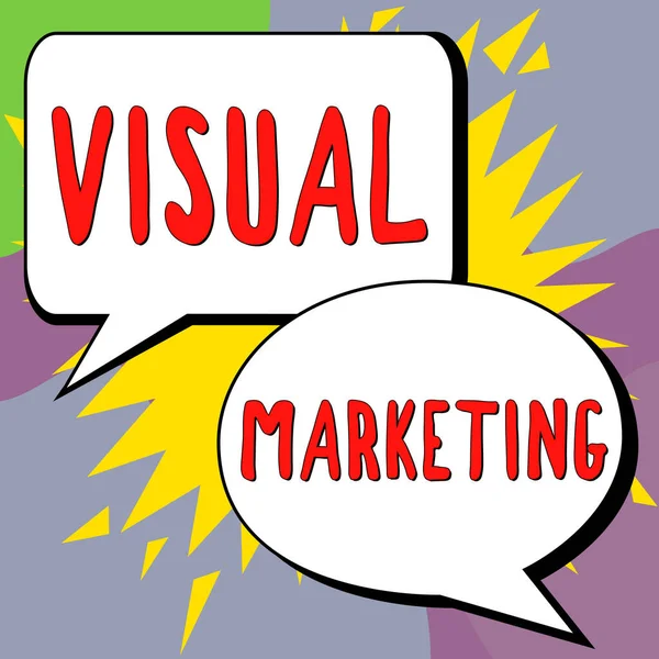 Tekst Pokazujący Inspirację Marketing Wizualny Słowo Łączenia Komunikatów Marketingowych Obrazy — Zdjęcie stockowe