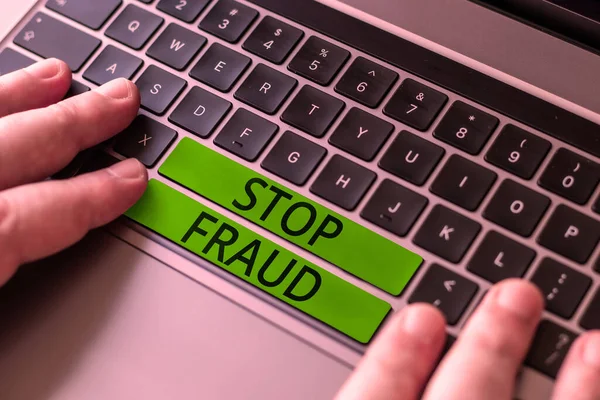 Menulis Teks Stop Fraud Kata Untuk Kampanye Menganjurkan Orang Orang — Stok Foto
