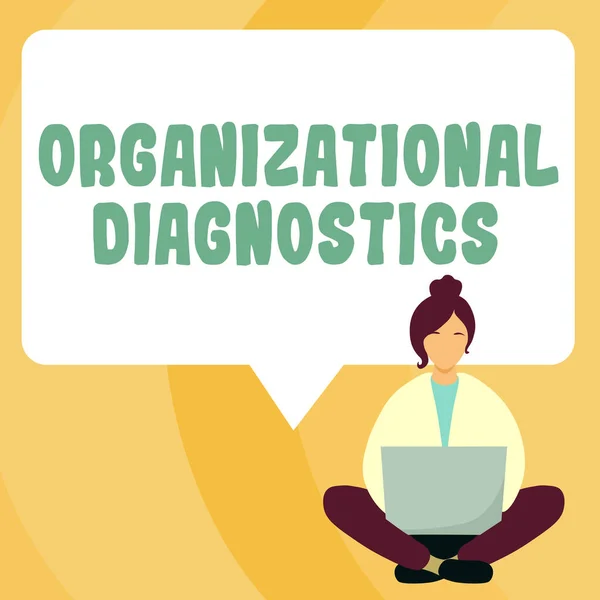 Señal Mostrando Diagnósticos Organizacionales Visión General Del Negocio Estudio Forma —  Fotos de Stock