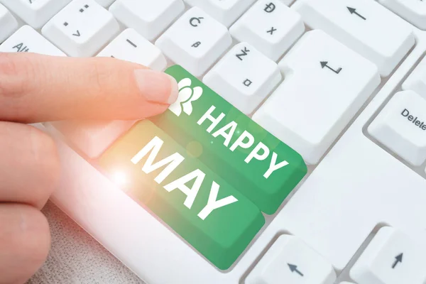 Hand writing sign Happy May, Internet Concept Happy new month Best wishes Fresh Start Celebrating Holiday