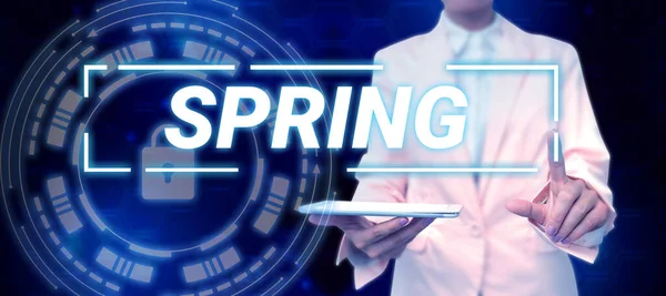 Handgeschriebenes Zeichen Frühling Business Überblick Über Die Saison Nach Dem — Stockfoto