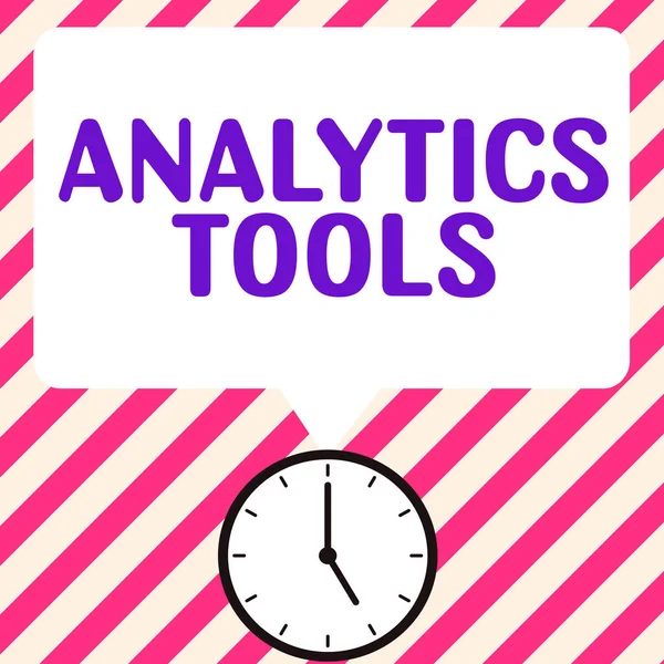 Εννοιολογική Λεζάντα Εργαλεία Analytics Έννοια Σημαίνει Κομμάτια Του Λογισμικού Ανάλυσης — Φωτογραφία Αρχείου