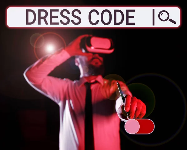 Sinal Escrita Mão Dress Code Business Mostrar Uma Maneira Aceita — Fotografia de Stock