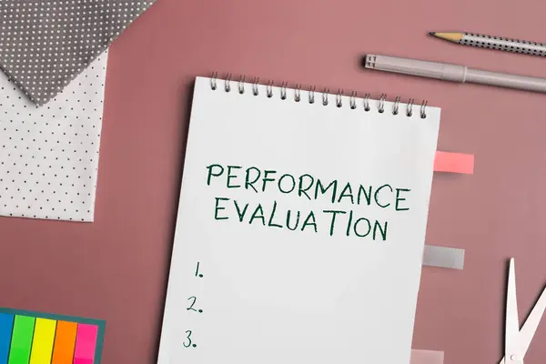 Sign Displaying Performance Evaluation Word Development Action Planning Another — Stockfoto