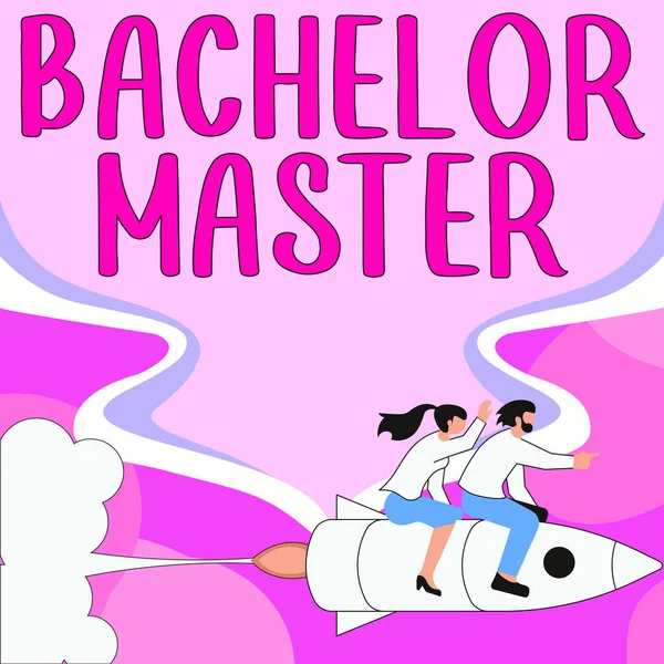 Konceptualne Wyświetlanie Bachelor Master Biznes Podejście Zaawansowany Stopień Ukończony Studiach — Zdjęcie stockowe