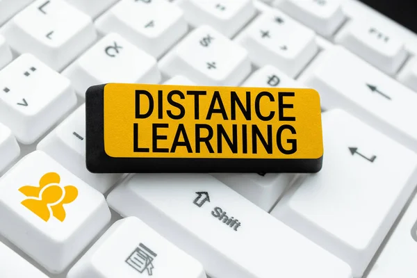 Conceptual Display Distance Learning Business Concept Educational Lectures Broadcasted Internet — Fotografia de Stock