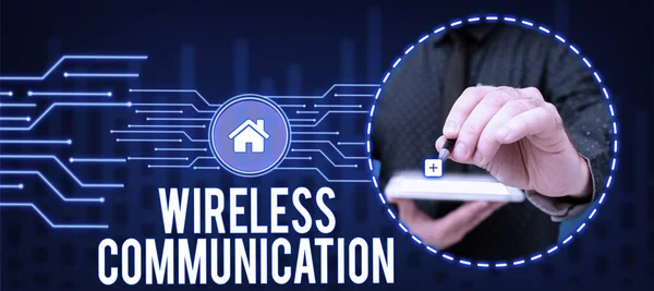 Sign Displaying Wireless Communication Business Showcase Methods Charging Batteries Use — Stock Photo, Image