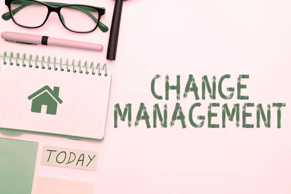 Hand Writing Sign Change Management Business Showcase Replacement Leadership Organization — Foto de Stock