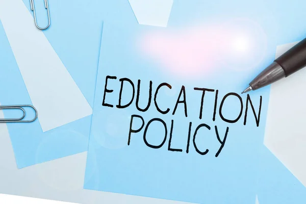 Text Sign Showing Education Policy Word Field Study Deals Methods — Stok fotoğraf