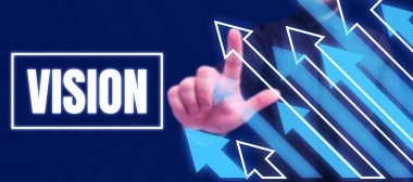 El yazısı metni vizyonu, iş fikri Gelecek için Nesnel İlham Planlama 'yı görebilmek