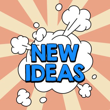 Text caption presenting New Ideas, Word for something original or fresh and more effective innovation