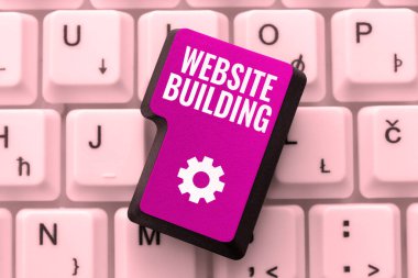 Web Sitesi Binası 'nı gösteren metin işareti, iş vitrini araçları genellikle sayfa inşaatına izin verir