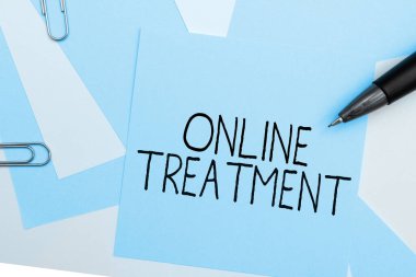 Inspiration showing sign Online Treatment, Business approach delivery of mental health counseling via the Internet