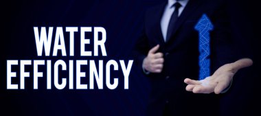 İlham veren su verimliliğini gösteren metin, iş fikri gerekli su miktarını ölçerek su atığını azaltır