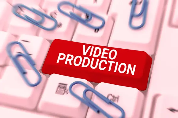 Menulis Menampilkan Produksi Video Teks Proses Tinjauan Bisnis Mengubah Ide — Stok Foto