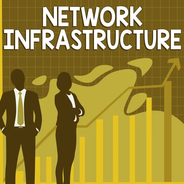 Handschrifttekst Netwerk Infrastructuur Business Approach Hardware Software Resources Uit Connection — Stockfoto