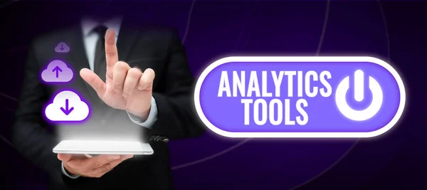 Text Zobrazující Inspiraci Analytics Tools Business Concept Pieces Web Application — Stock fotografie