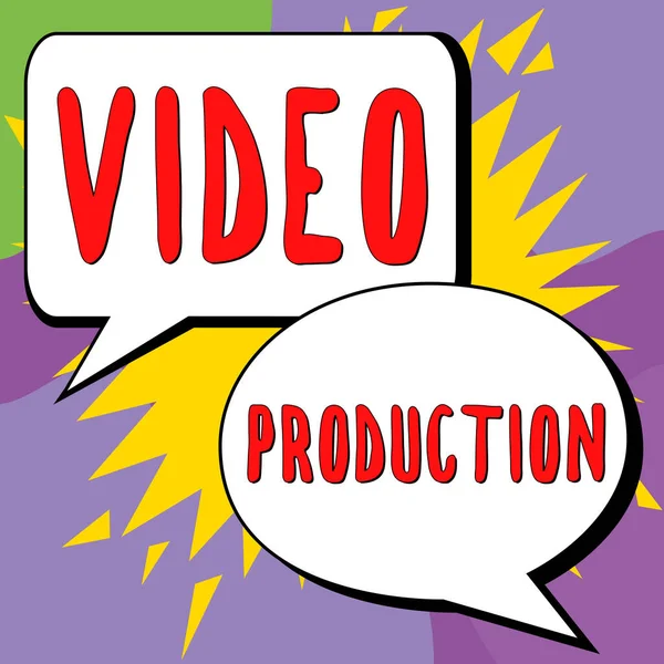显示视频制作的文字符号 将一个想法转化为视频制作的业务流程 — 图库照片