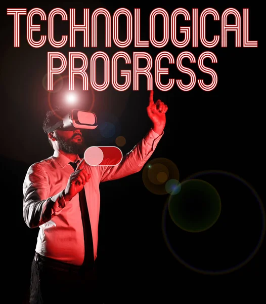 文字说明介绍技术进步 商业展示创新传播的总体过程 — 图库照片