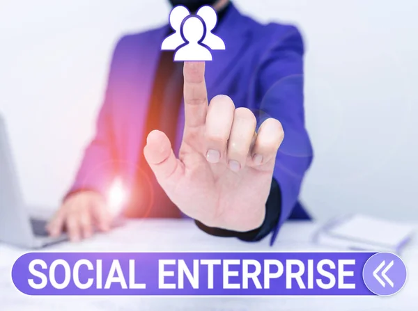 Testo Che Mostra Ispirazione Social Enterprise Concetto Che Significa Business — Foto Stock