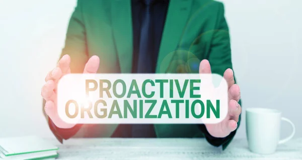 Inspiration Showing Sign Proactive Organization Word Action Result Oriented Behavior — Stock Photo, Image