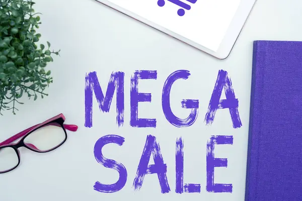 Konceptvisning Mega Sale Koncept Mening Dagen Full Speciella Shopping Erbjudanden — Stockfoto