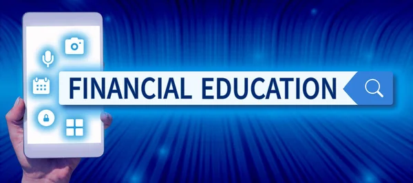 金融教育 概念写真を提示するテキストキャプション金融や投資などの金融分野を理解する — ストック写真