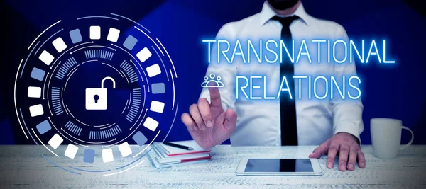 Inspiration Zeigt Zeichen Transnationale Beziehungen Geschäftsübersicht International Global Politics Relationship — Stockfoto
