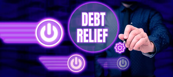 Sinal Texto Mostrando Alívio Dívida Conceito Significando Remissão Parcial Total — Fotografia de Stock