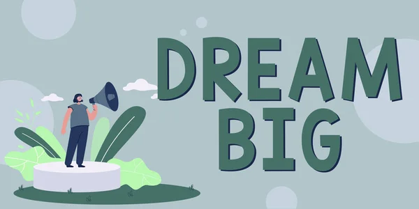 Inspiráció Mutató Jel Dream Big Business Showcase Gondolj Valami Nagy — Stock Fotó