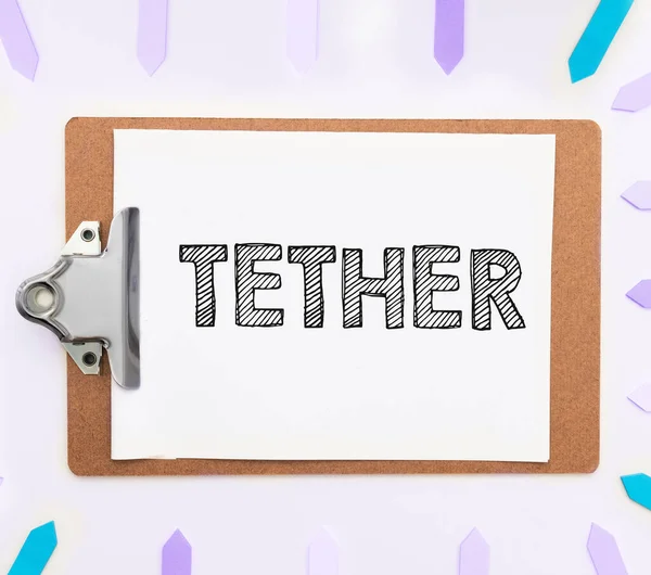 Légende Texte Présentant Tether Word Pour Smartphone Utilisation Afin Connecter — Photo
