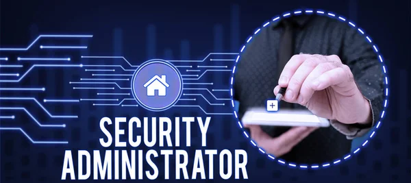 Segno Scrittura Mano Security Administrator Word State Feeling Safe Stable — Foto Stock