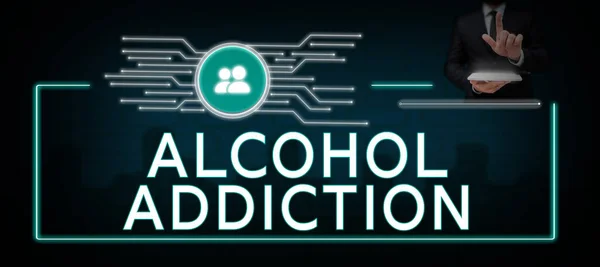 Conceptual Caption Alcohol Addiction Word Written Characterized Frequent Excessive Consumption — Foto de Stock