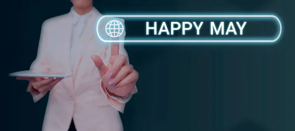 Znak Tekstowy Pokazujący Happy May Internet Concept Szczęśliwego Nowego Miesiąca — Zdjęcie stockowe