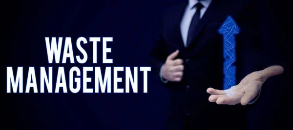 Text Zeigt Inspiration Abfallmanagement Business Schaufensteraktionen Erforderlich Management Müll Von — Stockfoto